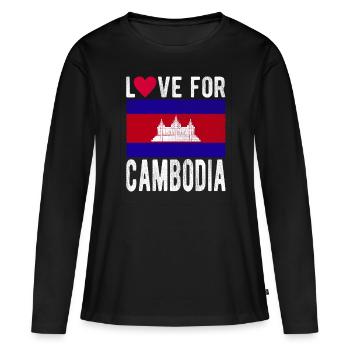 Cambodge Souvenir - T-shirt manches longues Premium bio Femme - noir - Devant - Julia (174cm)