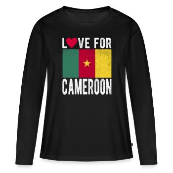 Cameroun Souvenir - T-shirt manches longues Premium bio Femme - noir - Devant - Julia (174cm)