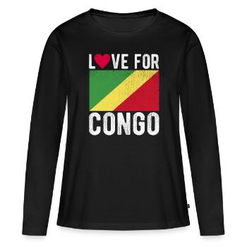 Kongo Souvenir - Frauen Premium Bio Langarmshirt - Schwarz - Vorne - Julia (174cm)