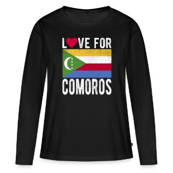 Komoros Souvenir - T-shirt manches longues Premium bio Femme - noir - Devant - Julia (174cm)