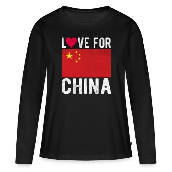 Souvenir de Chine - T-shirt manches longues Premium bio Femme - noir - Devant - Julia (174cm)