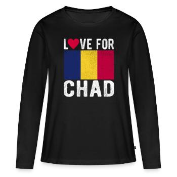 Souvenir Tchad - T-shirt manches longues Premium bio Femme - noir - Devant - Julia (174cm)