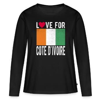 Côte d’Ivoire Souvenir - T-shirt manches longues Premium bio Femme - noir - Devant - Julia (174cm)