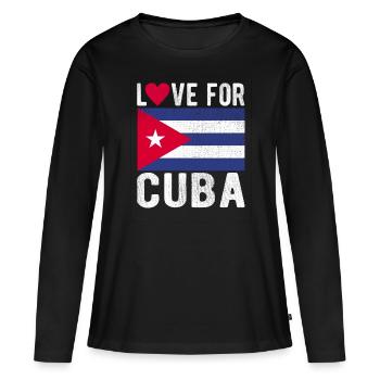 Cuba Souvenir - T-shirt manches longues Premium bio Femme - noir - Devant - Julia (174cm)