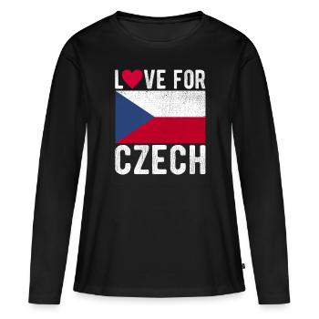 Souvenir tchèque - T-shirt manches longues Premium bio Femme - noir - Devant - Julia (174cm)