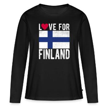 Finlande Souvenir - T-shirt manches longues Premium bio Femme - noir - Devant - Julia (174cm)