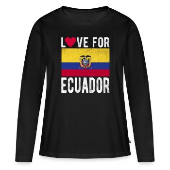 Souvenir de l’Équateur - T-shirt manches longues Premium bio Femme - noir - Devant - Julia (174cm)