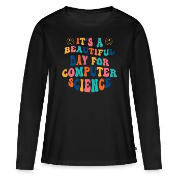 Étudiant en informatique - T-shirt manches longues Premium bio Femme - noir - Devant - Julia (174cm)