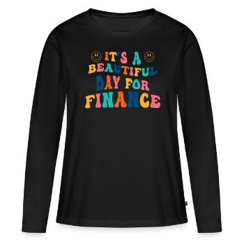 Programme d’études en finance - T-shirt manches longues Premium bio Femme - noir - Devant - Julia (174cm)