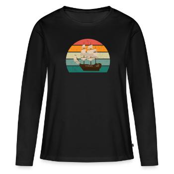 Bateau Bateaux Yacht Yachts Captain Ships - T-shirt manches longues Premium bio Femme - noir - Devant - Julia (174cm)