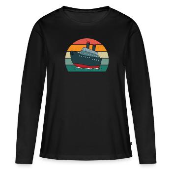 Bateau Bateaux Yacht Yachts Captain Ships - T-shirt manches longues Premium bio Femme - noir - Devant - Julia (174cm)