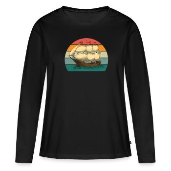 Bateau Bateaux Yacht Yachts Captain Ships - T-shirt manches longues Premium bio Femme - noir - Devant - Julia (174cm)