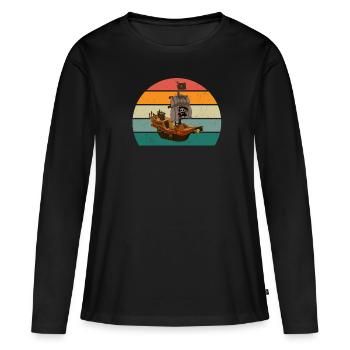 Bateau Bateaux Yacht Yachts Captain Ships - T-shirt manches longues Premium bio Femme - noir - Devant - Julia (174cm)