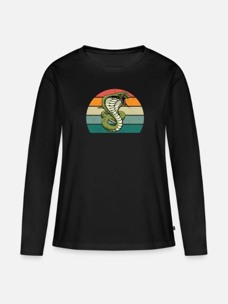 Schlange Boa Reptilien Würgeschlange Giftschlange - Frauen Premium Bio Langarmshirt - Schwarz