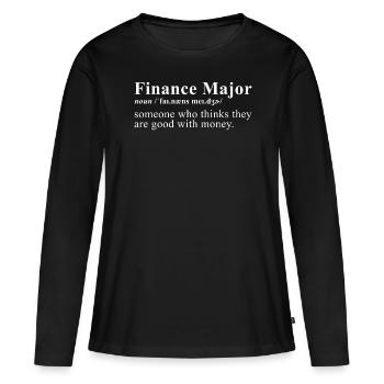 Diplôme en finances publiques - T-shirt manches longues Premium bio Femme - noir - Devant - Julia (174cm)
