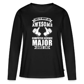 Computer Science Degree - Women's Premium Organic Long Sleeve Shirt - black - Front - Julia (174cm)