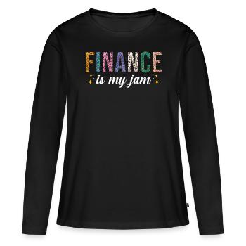 La finance est ma passion - T-shirt manches longues Premium bio Femme - noir - Devant - Julia (174cm)