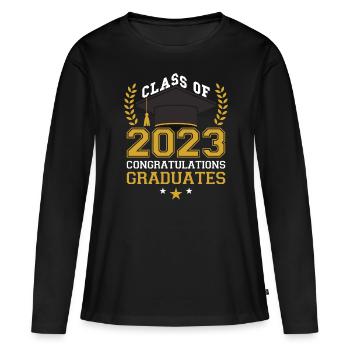 Abschlussfeier Der Klasse 2023 - Frauen Premium Bio Langarmshirt - Schwarz - Vorne - Julia (174cm)