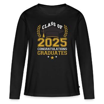 Abschlussfeier Der Klasse 2025 - Frauen Premium Bio Langarmshirt - Schwarz - Vorne - Julia (174cm)
