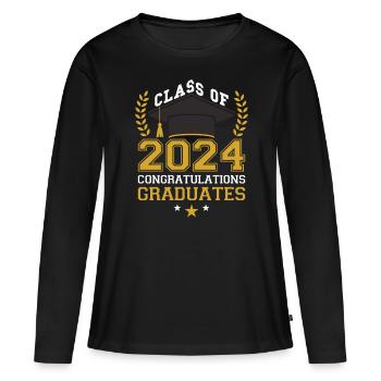 Abschlussfeier Der Klasse 2024 - Frauen Premium Bio Langarmshirt - Schwarz - Vorne - Julia (174cm)