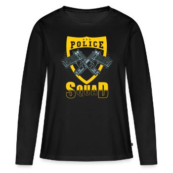 Commandement de la police - T-shirt manches longues Premium bio Femme - noir - Devant - Julia (174cm)