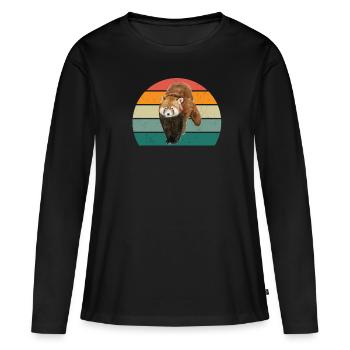 Rote Pandas Rot Panda Bambus Asien Roter Pandabär - Frauen Premium Bio Langarmshirt - Schwarz - Vorne - Julia (174cm)