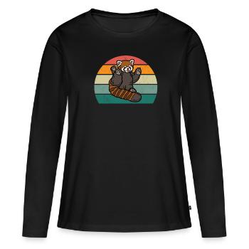 Rote Pandas Rot Panda Bambus Asien Roter Pandabär - Frauen Premium Bio Langarmshirt - Schwarz - Vorne - Julia (174cm)