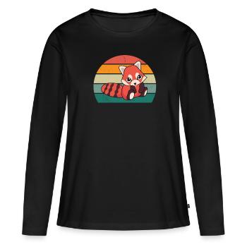 Rote Pandas Rot Panda Bambus Asien Roter Pandabär - Frauen Premium Bio Langarmshirt - Schwarz - Vorne - Julia (174cm)
