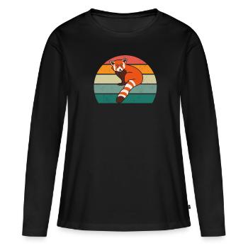 Rote Pandas Rot Panda Bambus Asien Roter Pandabär - Frauen Premium Bio Langarmshirt - Schwarz - Vorne - Julia (174cm)