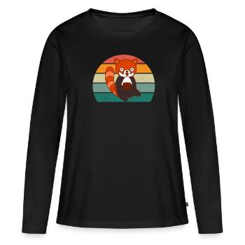 Rote Pandas Rot Panda Bambus Asien Roter Pandabär - Frauen Premium Bio Langarmshirt - Schwarz - Vorne - Julia (174cm)