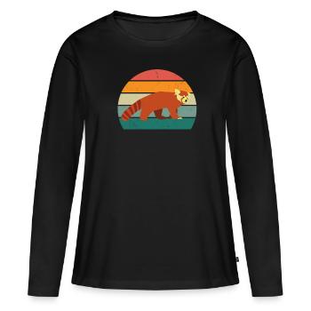 Rote Pandas Rot Panda Bambus Asien Roter Pandabär - Frauen Premium Bio Langarmshirt - Schwarz - Vorne - Julia (174cm)