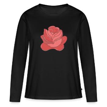 Rose Rote Rose Handgezeichnet - Frauen Premium Bio Langarmshirt - Schwarz - Vorne - Julia (174cm)
