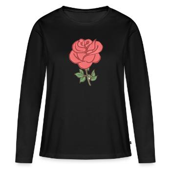 Rose Rote Rose Handgezeichnet - Frauen Premium Bio Langarmshirt - Schwarz - Vorne - Julia (174cm)