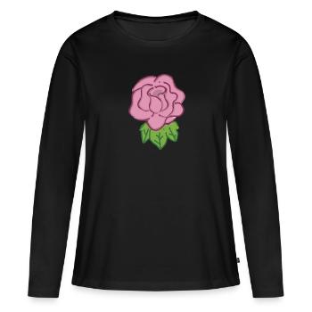 Rose Rote Rose Handgezeichnet - Frauen Premium Bio Langarmshirt - Schwarz - Vorne - Julia (174cm)
