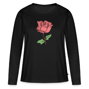 Rose Rote Rose Handgezeichnet - Frauen Premium Bio Langarmshirt - Schwarz - Vorne - Julia (174cm)