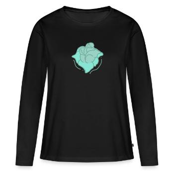 Rose Rote Rose Handgezeichnet - Frauen Premium Bio Langarmshirt - Schwarz - Vorne - Julia (174cm)