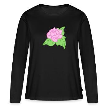 Rose Rote Rose Handgezeichnet - Frauen Premium Bio Langarmshirt - Schwarz - Vorne - Julia (174cm)