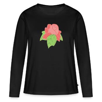Rose Rote Rose Handgezeichnet - Frauen Premium Bio Langarmshirt - Schwarz - Vorne - Julia (174cm)