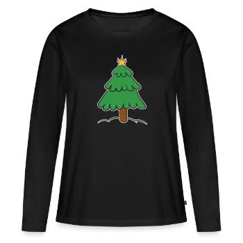 Weihnachtsbaum - Frauen Premium Bio Langarmshirt - Schwarz - Vorne - Julia (174cm)
