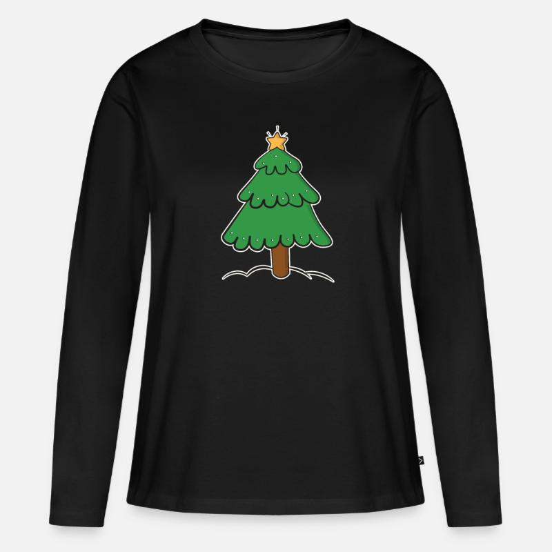 Weihnachtsbaum - Frauen Premium Bio Langarmshirt - Schwarz