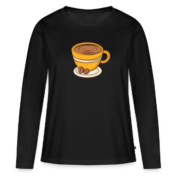 Kaffeetasse Cappuccino - Frauen Premium Bio Langarmshirt - Schwarz - Vorne - Julia (174cm)