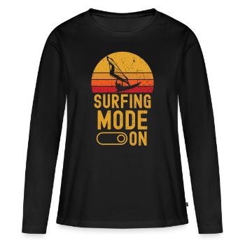Windsurfen Mode on retro vintage - Frauen Premium Bio Langarmshirt - Schwarz - Vorne - Julia (174cm)