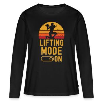 Lifting Mode on retro vintage - Frauen Premium Bio Langarmshirt - Schwarz - Vorne - Julia (174cm)