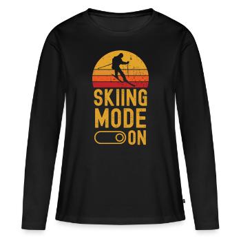 Ski Mode on retro vintage - Frauen Premium Bio Langarmshirt - Schwarz - Vorne - Julia (174cm)
