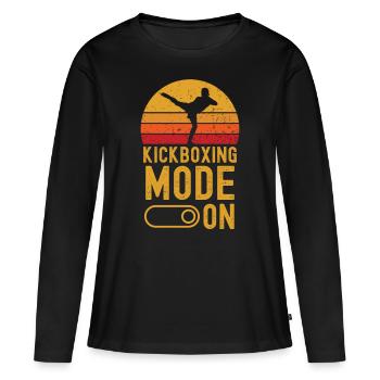 Kickboxen Mode on retro vintage - Frauen Premium Bio Langarmshirt - Schwarz - Vorne - Julia (174cm)