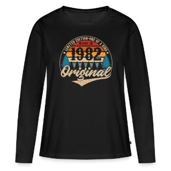 Fabriqué En 1982 Original - T-shirt manches longues Premium bio Femme - noir - Devant - Julia (174cm)