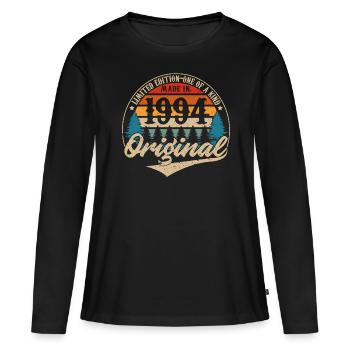 Fabriqué En 1994 Original - T-shirt manches longues Premium bio Femme - noir - Devant - Julia (174cm)
