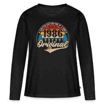 Fabriqué En 1986 Original - T-shirt manches longues Premium bio Femme - noir - Devant - Julia (174cm)