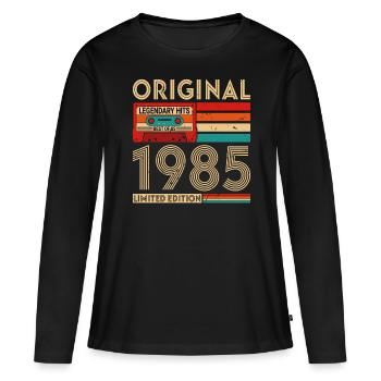 Original legendäre Hits Das Beste von 1985 - Frauen Premium Bio Langarmshirt - Schwarz - Vorne - Julia (174cm)