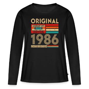 Original legendäre Hits Das Beste von 1986 - Frauen Premium Bio Langarmshirt - Schwarz - Vorne - Julia (174cm)
